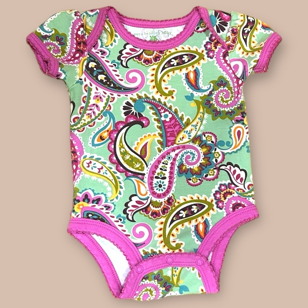 Vera Bradley‎ Baby Girl Bodysuit Tutti Frutti EUC Paisley Print One Piece 0-3 m